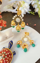 Load image into Gallery viewer, Moraso Green Tri Tokri Earrings freeshipping - CASA ROZEN