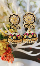 Load image into Gallery viewer, Bihu Black Meenakari Art Earrings freeshipping - CASA ROZEN