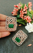 Load image into Gallery viewer, Niqsa Green Emerald Crystal Stone CZ Earrings freeshipping - CASA ROZEN