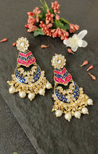Load image into Gallery viewer, Mirisa Stark Pink and Blue Meenakari Art Earrings freeshipping - CASA ROZEN