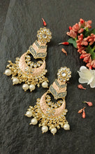 Load image into Gallery viewer, Mirisa Pastel Pink and Grey Meenakari Art Earrings freeshipping - CASA ROZEN