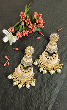 Load image into Gallery viewer, Mirisa Pastel Pink and Grey Meenakari Art Earrings freeshipping - CASA ROZEN
