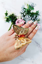 Load image into Gallery viewer, Papillon Red Stone Earrings and Ring Set freeshipping - CASA ROZEN