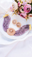 Load image into Gallery viewer, Roseatte AD Violet Baati Stone Rose Gold Base Choker Set freeshipping - CASA ROZEN