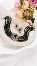 Load image into Gallery viewer, Kanton CZ Black Baati Stones Choker Set freeshipping - CASA ROZEN