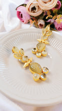 Load image into Gallery viewer, Kessin Olive Golden Carved Natural Stone Earrings freeshipping - CASA ROZEN