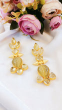 Load image into Gallery viewer, Kessin Olive Golden Carved Natural Stone Earrings freeshipping - CASA ROZEN