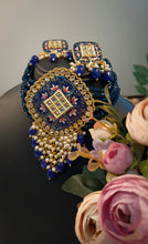 Load image into Gallery viewer, Vihaar Hand Painted Royal Blue Baati Stones Choker Set