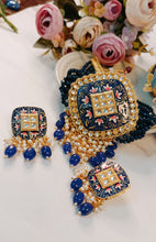 Load image into Gallery viewer, Vihaar Hand Painted Royal Blue Baati Stones Choker Set