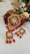 Load image into Gallery viewer, Vihaar Hand Painted Maroon Baati Stones Choker Set