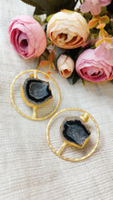 Load image into Gallery viewer, Scala Ash Black Window Druzy Stone Earrings