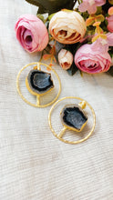 Load image into Gallery viewer, Scala Ash Black Window Druzy Stone Earrings
