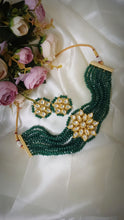 Load image into Gallery viewer, Kalingana Green Kundan And Semi Precious Baati Stones Choker Jewellery Set