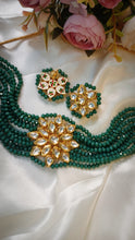 Load image into Gallery viewer, Kalingana Green Kundan And Semi Precious Baati Stones Choker Jewellery Set