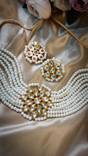Load image into Gallery viewer, Kalingana White Kundan And Pearl Choker Jewellery Set