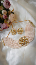Load image into Gallery viewer, Kalingana Pastel Pink Kundan And Semi Precious Baati Stones Choker Jewellery Set