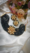 Load image into Gallery viewer, Kalingana Black Kundan And Semi Precious Baati Stones Choker Jewellery Set