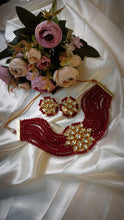 Load image into Gallery viewer, Kalingana Maroon Kundan And Semi Precious Baati Stones Choker Jewellery Set