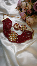 Load image into Gallery viewer, Kalingana Maroon Kundan And Semi Precious Baati Stones Choker Jewellery Set