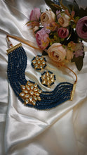 Load image into Gallery viewer, Kalingana Blue Kundan And Semi Precious Baati Stones Choker Jewellery Set