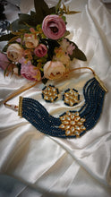 Load image into Gallery viewer, Kalingana Blue Kundan And Semi Precious Baati Stones Choker Jewellery Set