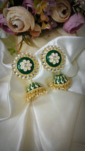 Load image into Gallery viewer, Kovalam Green Meenakari Art Earrings