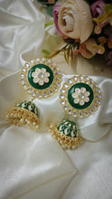 Load image into Gallery viewer, Kovalam Green Meenakari Art Earrings
