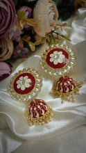 Load image into Gallery viewer, Kovalam Red Meenakari Art Earrings