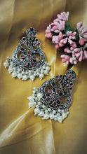 Load image into Gallery viewer, Tasagi German Silver Multicolour Stone Earrings