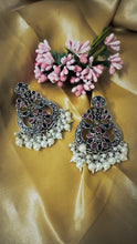 Load image into Gallery viewer, Tasagi German Silver Multicolour Stone Earrings
