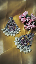 Load image into Gallery viewer, Tasagi German Silver Pink Stone Earrings