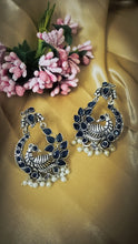 Load image into Gallery viewer, Minam German Silver Blue Stone Earrings