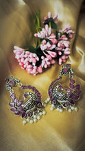 Load image into Gallery viewer, Minam German Silver Pink Stone Earrings