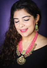 Load image into Gallery viewer, Waratak Lac Art Work Semi Precious Stones and Kundan Long Set