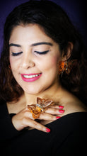 Load image into Gallery viewer, Papillon Red Stone Earrings and Ring Set