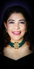 Load image into Gallery viewer, Kalingana Green Kundan And Semi Precious Baati Stones Choker Jewellery Set