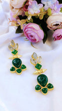 Load image into Gallery viewer, Kessin Bottle Green Carved Natural Stone Earrings