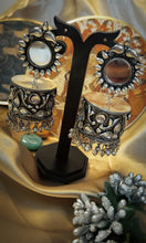 Load image into Gallery viewer, Sheesham Mirror Work German Silver Earrings