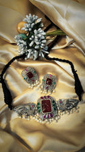 Load image into Gallery viewer, Hazeera Multi Colour German Silver Choker Set