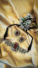 Load image into Gallery viewer, Hazeera Multi Colour German Silver Choker Set