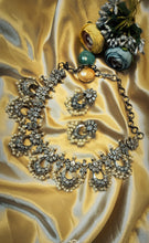 Load image into Gallery viewer, Vissa Crystal Stones and Pearls Embellished German Silver Jewellery Set