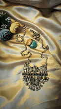 Load image into Gallery viewer, Gajatasa Black Stone Embellished Long Chain German Silver Neckpiece