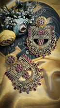 Load image into Gallery viewer, Mayan Moho Ruby Pink Stone Embellished Statement Earrings