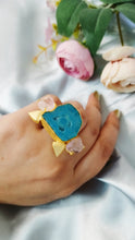 Load image into Gallery viewer, Onea Rose Quartz and Turquoise Druzy Stone Ring