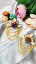 Load image into Gallery viewer, Merio Mauve Rustic Violet Hues Amethyst Stone Earrings