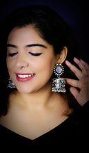 Load image into Gallery viewer, Sheesham Mirror Work German Silver Earrings