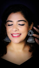 Load image into Gallery viewer, Joomariya Mirror Tokri Jhumka Antique German Silver Earrings