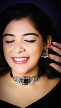 Load image into Gallery viewer, Hazeera Multi Colour German Silver Choker Set