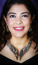 Load image into Gallery viewer, Isa-Bella Gunmetal Grey Stones Statement Neckpiece