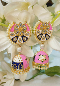 Vehitna Dual Colour Meenakari Art Work Earrings freeshipping - CASA ROZEN
